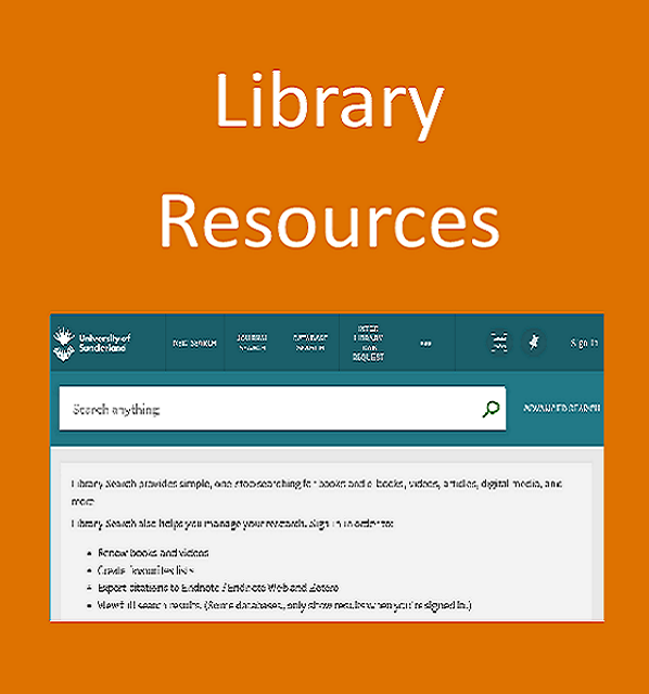 Library resources button containing the logos of My Module Resources, the Library Catalogue, and Discover